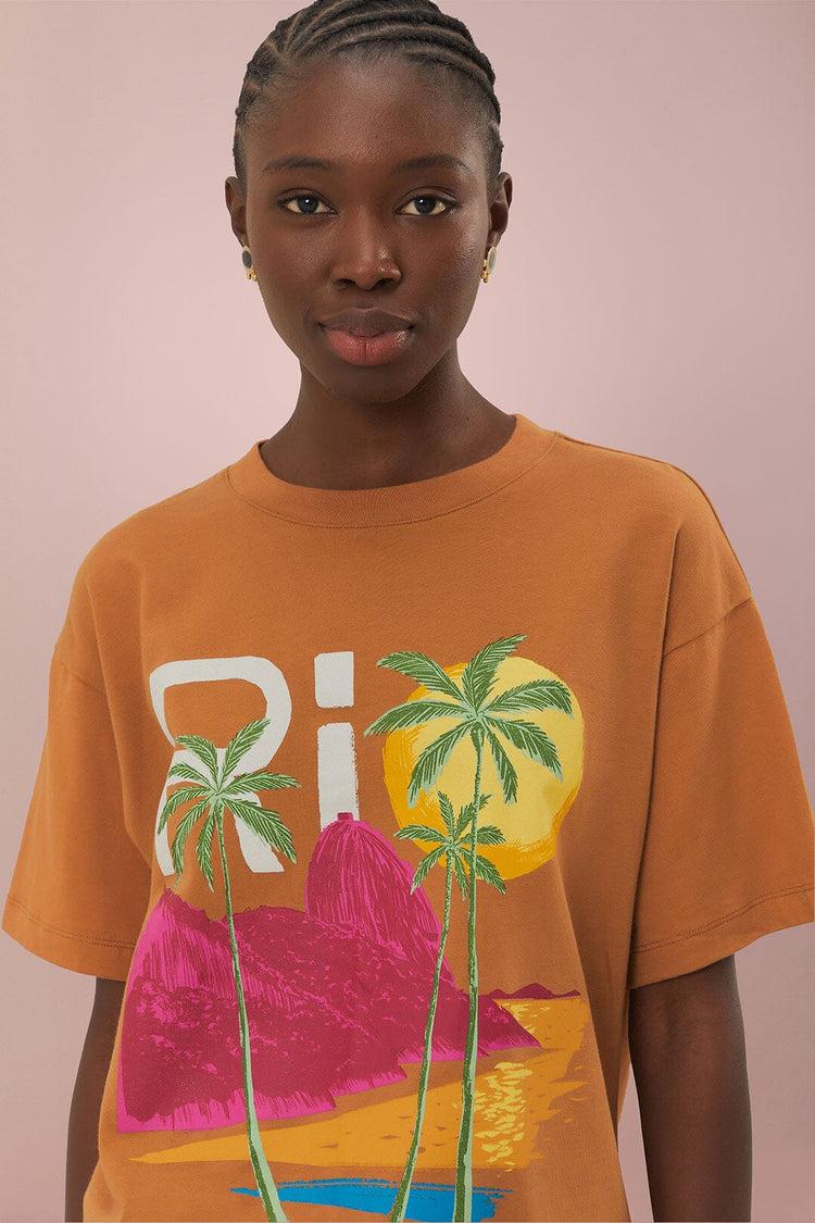 farm rio caramel rio organic cotton relaxed t-shirt CARAMEL