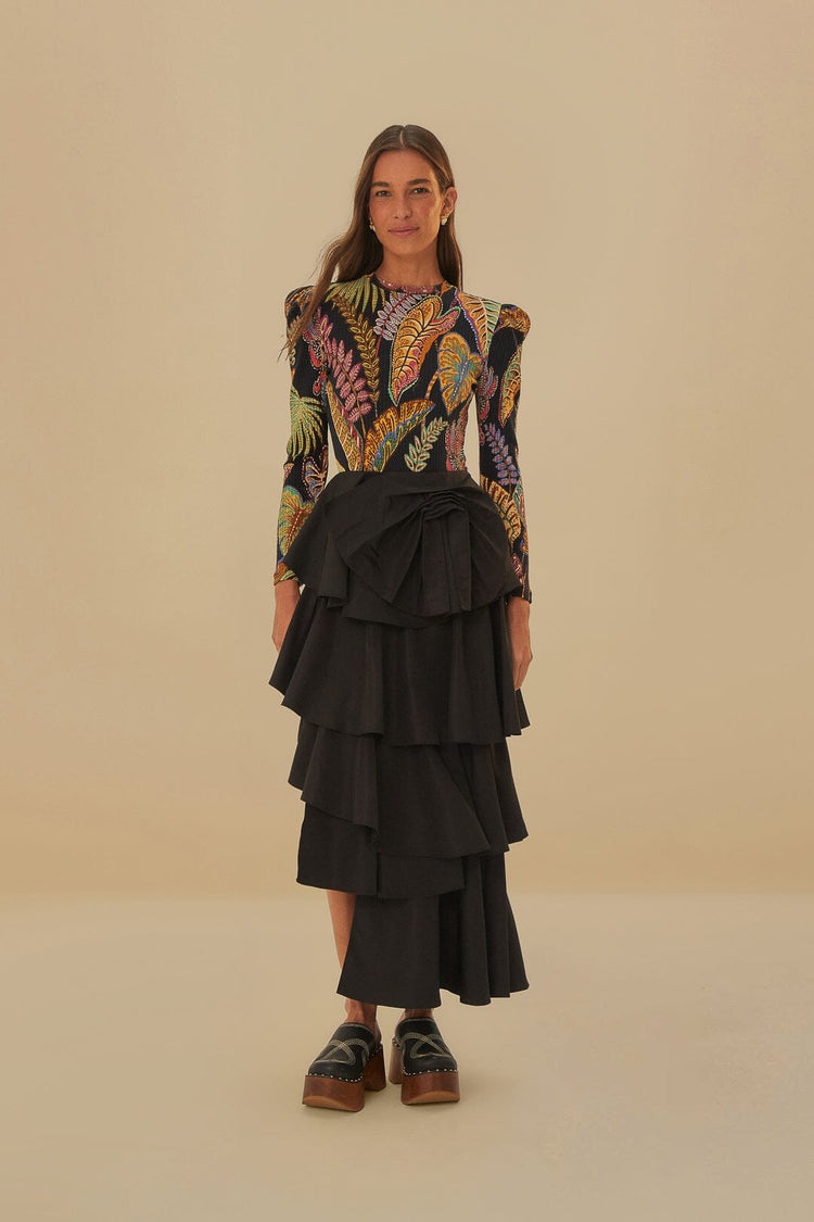 Farm Rio Cool Foliage Black Bodysuit COOL FOLIAGE BLACK