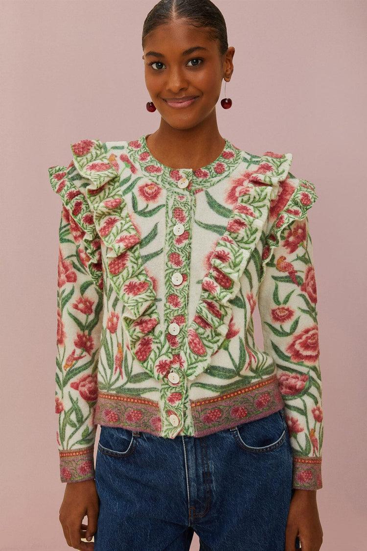 farm rio cream ainika delicate knit cardigan AINIKA DELICATE OFF-WHITE