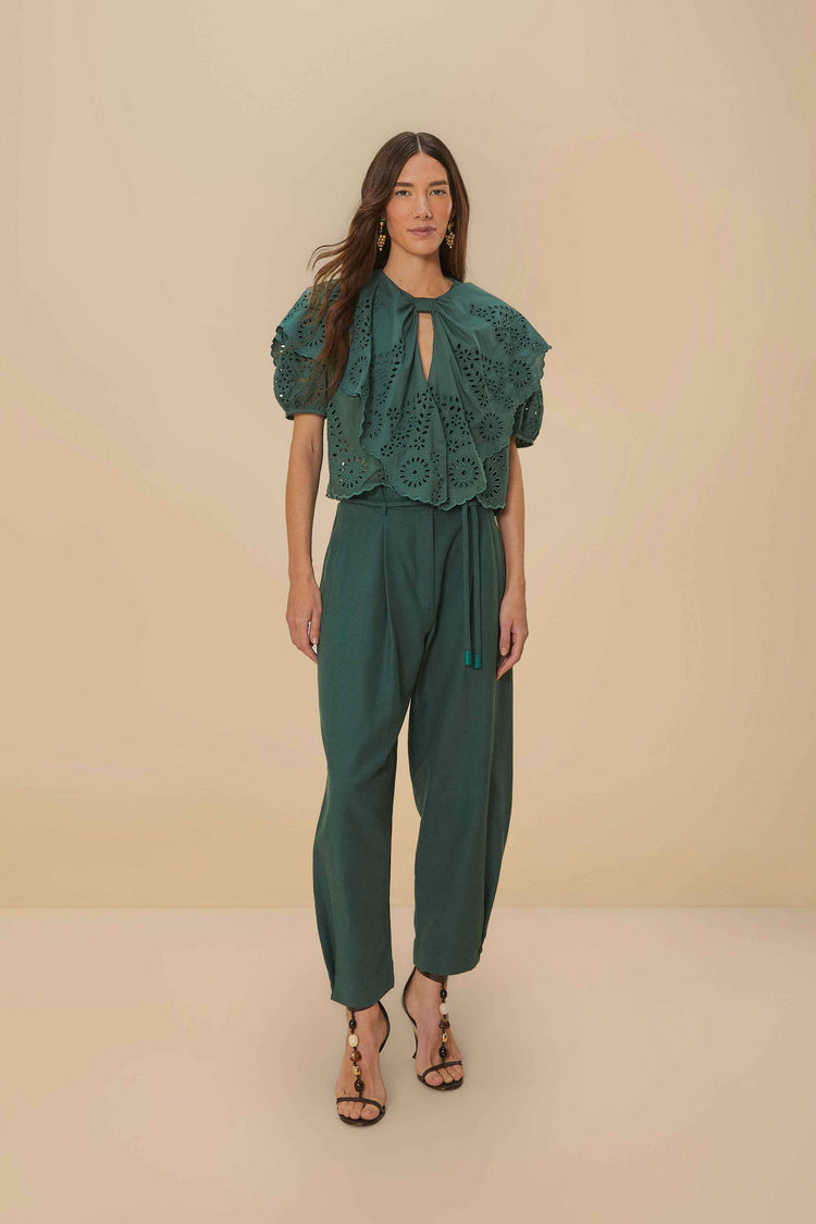 farm rio dark green topstitched clochard pants DARK GREEN