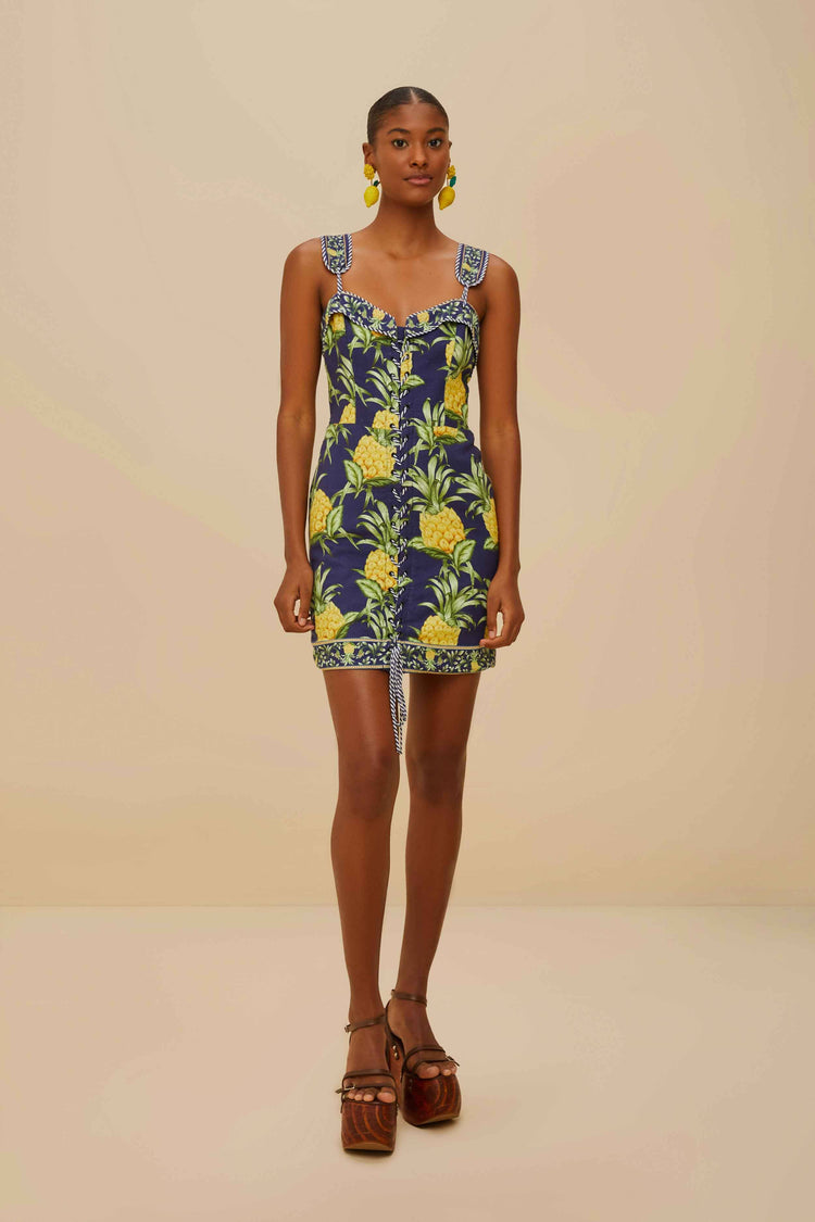 farm rio delicate pineapple navy blue sleeveless lacing min DELICATE PINEAPPLE NAVY BLUE