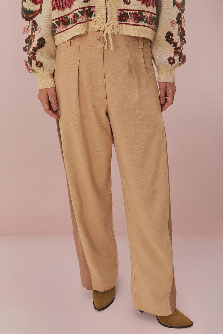 Farm Rio Bicolor High Waist Pants BEIGE