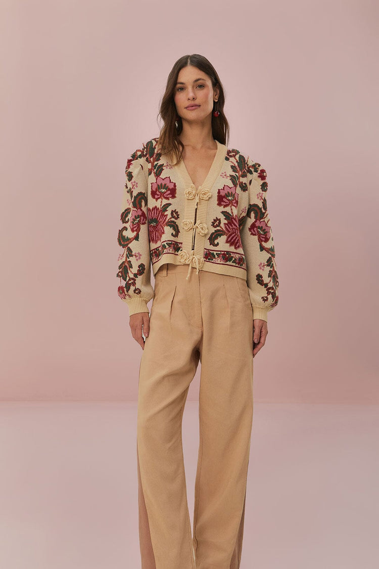 Farm Rio Bicolor High Waist Pants BEIGE