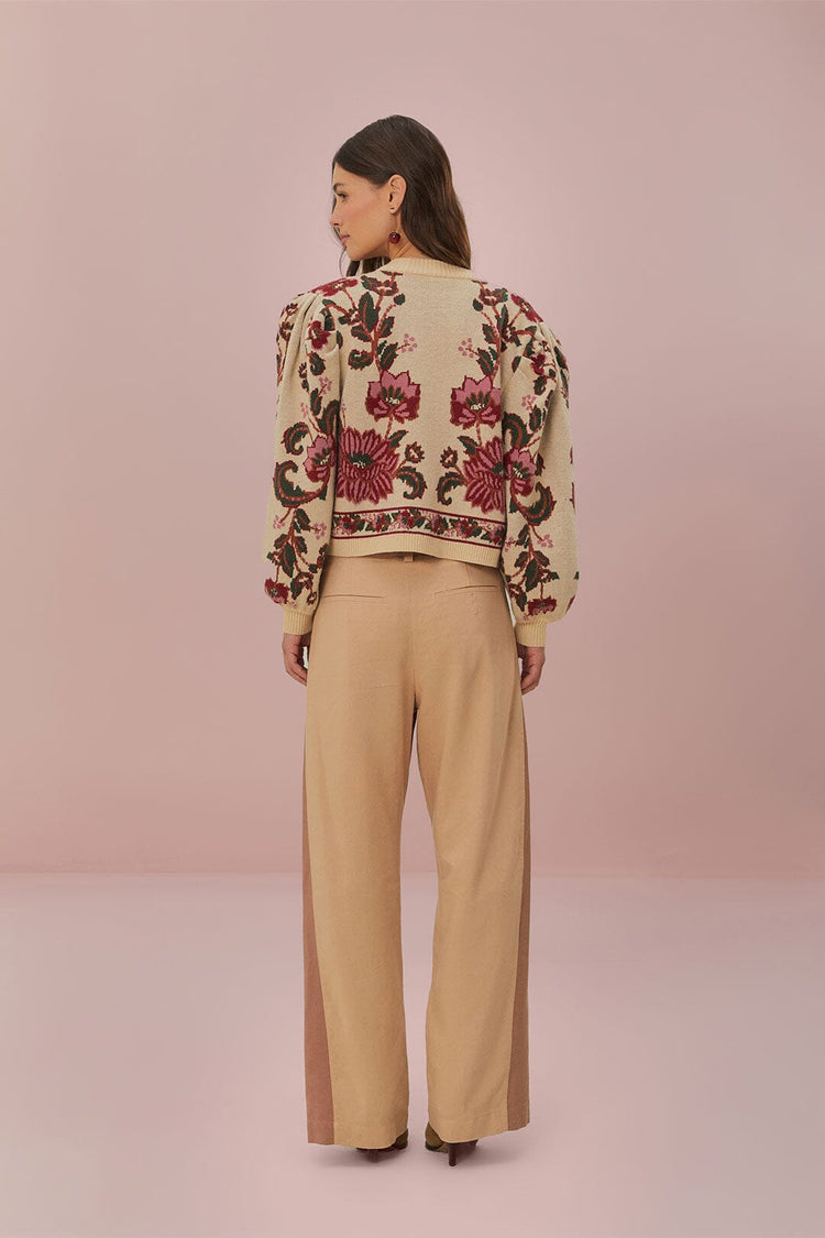 Farm Rio Bicolor High Waist Pants BEIGE