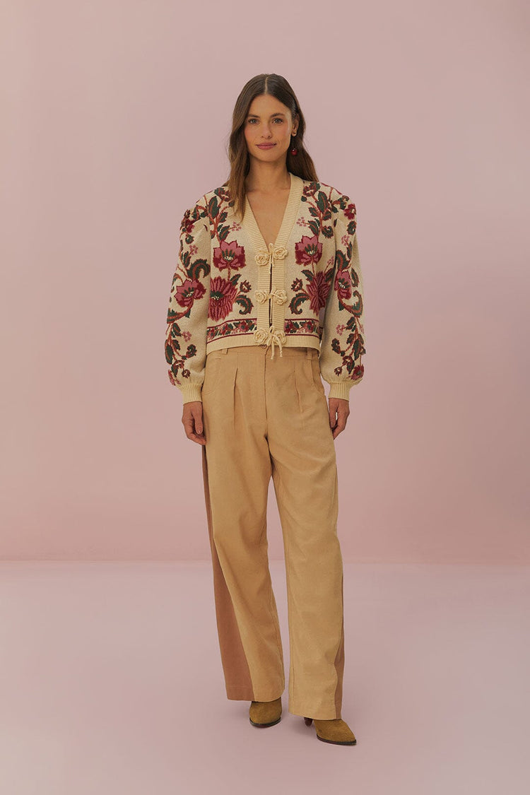 farm rio bicolor high waist pants BEIGE