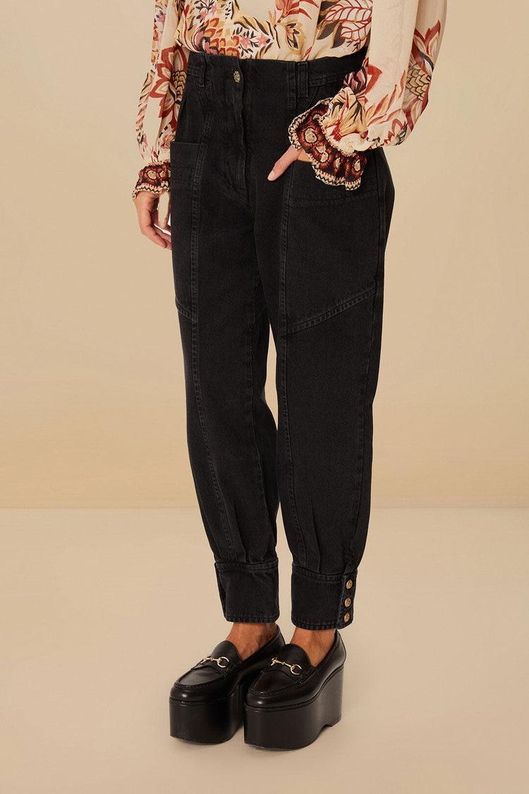 Farm Rio Black Denim Pants BLACK DENIM