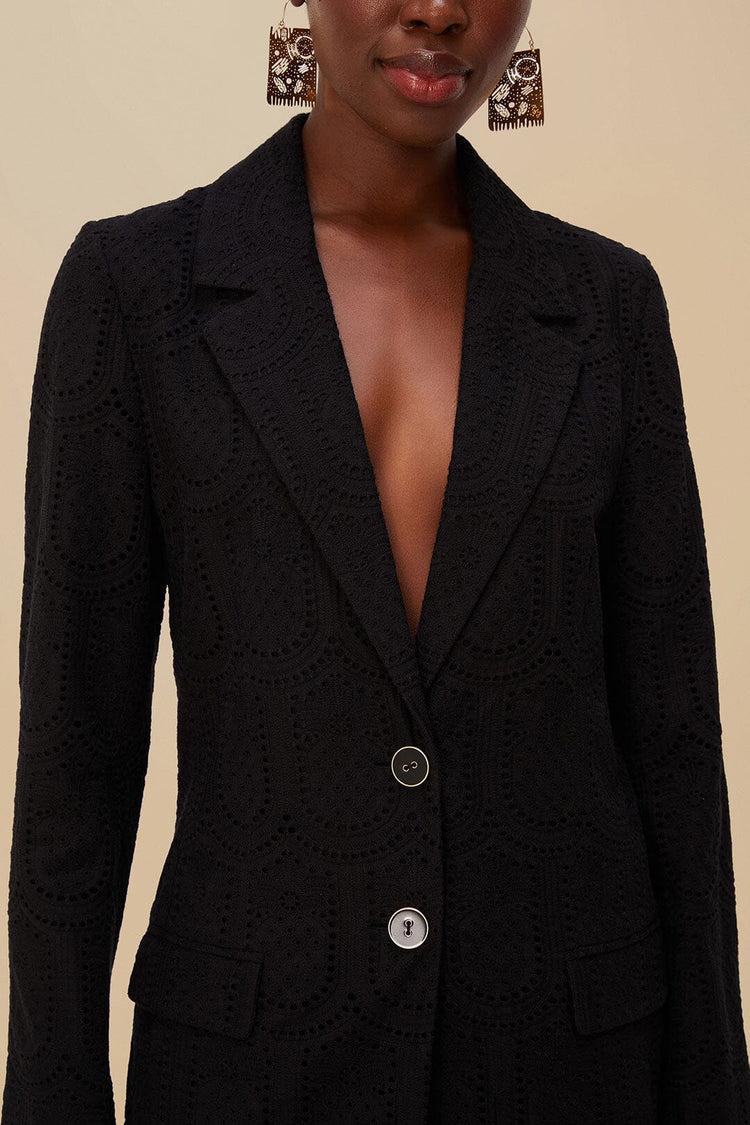 Farm Rio Black Eyelet Blazer BLACK