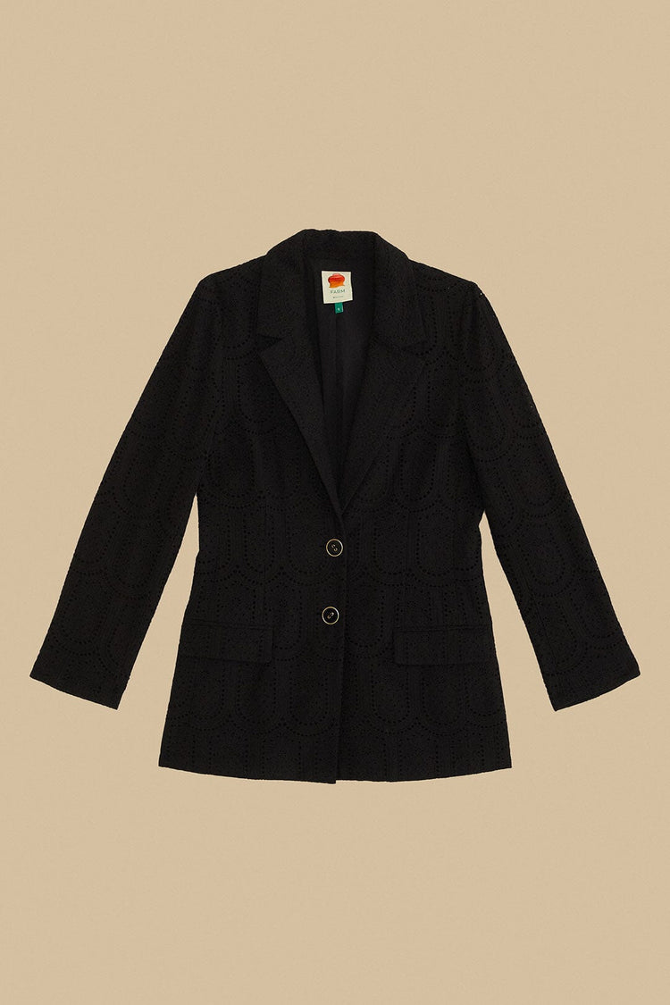 Farm Rio Black Eyelet Blazer BLACK