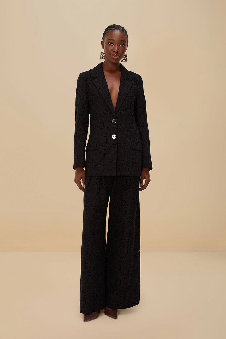 Farm Rio Black Eyelet Blazer BLACK