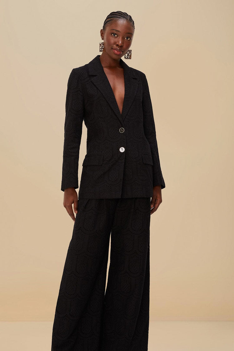 farm rio black eyelet pants BLACK