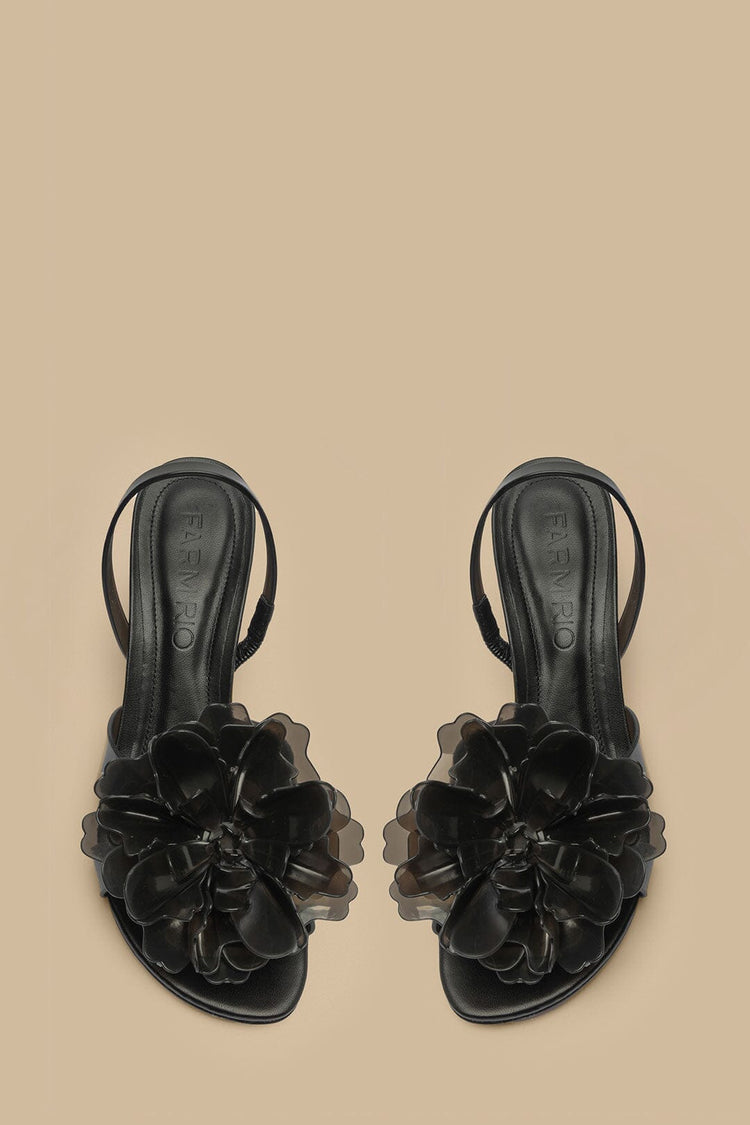 Farm Rio Black Flower Jelly Kitten Sandal BLACK