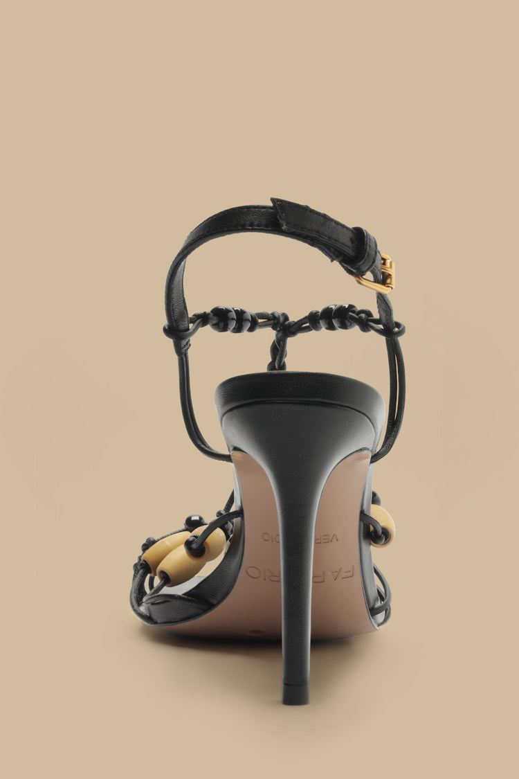 Farm Rio Black High Heel Beads Sandal BLACK