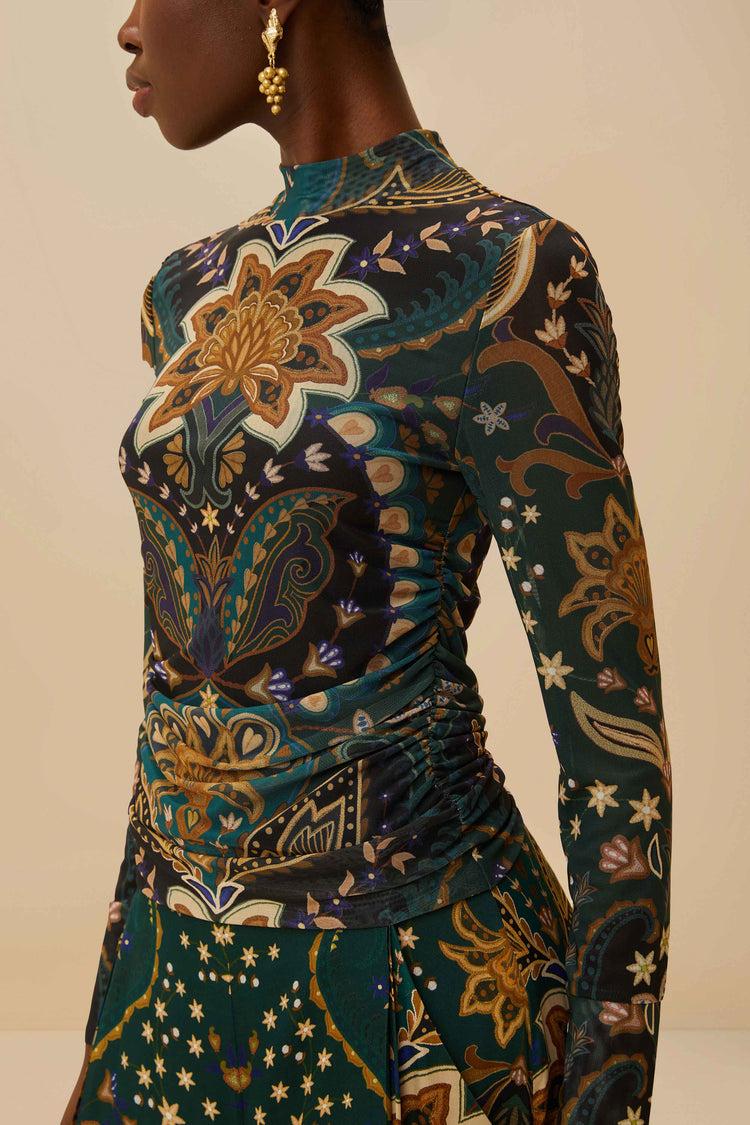 Farm Rio Black Jaipur Tulle Blouse JAIPUR BLACK