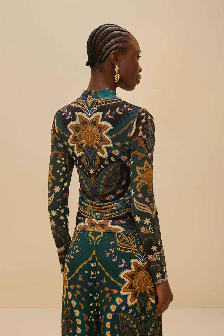 Farm Rio Black Jaipur Tulle Blouse JAIPUR BLACK