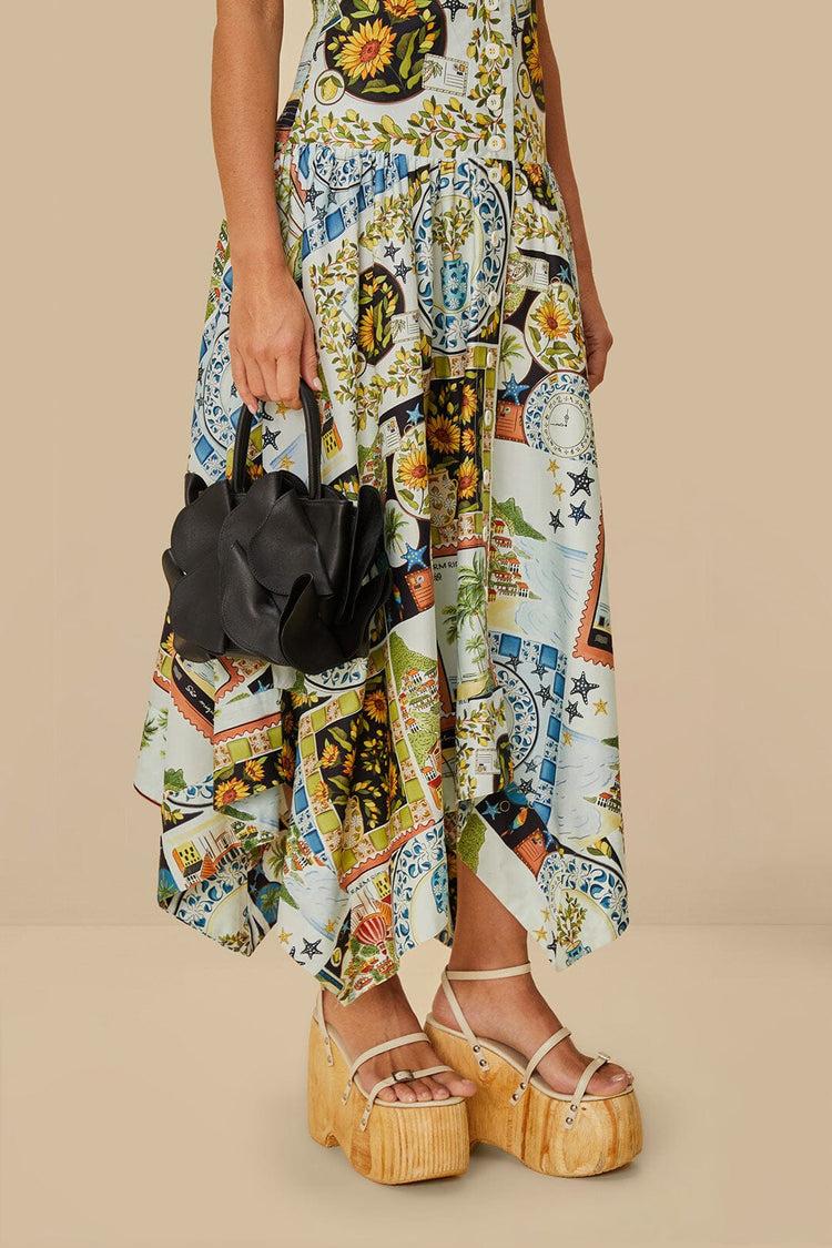 Farm Rio Black Leather Flower Bag BLACK