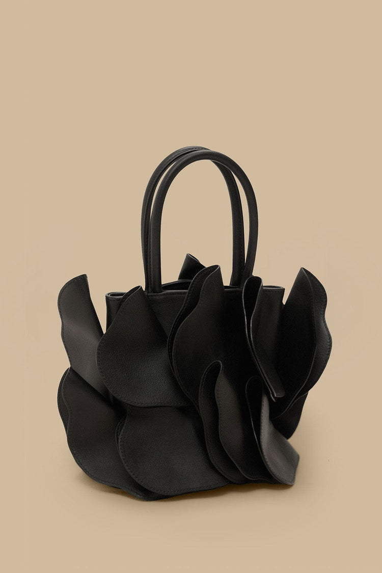 Farm Rio Black Leather Flower Bag BLACK