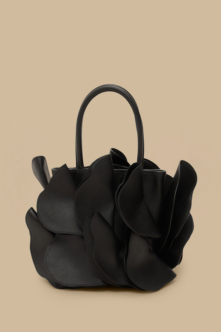 farm rio black leather flower bag BLACK