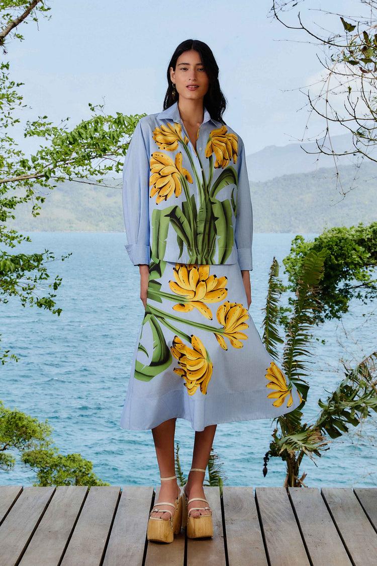 Farm Rio Blue Banana Cocina Striped Shirt BLUE