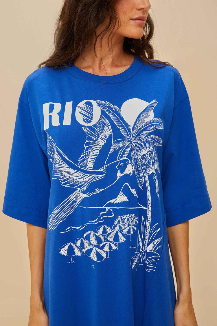 Farm Rio Blue Rio Organic Cotton Maxi Dress BLUE