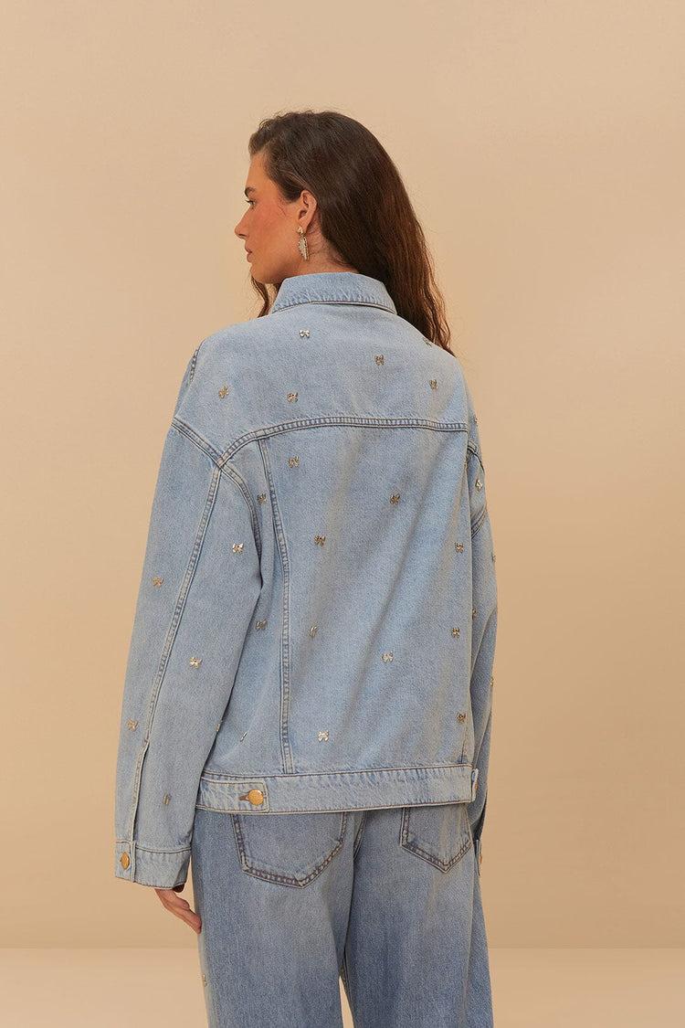 Farm Rio Bows Embroidery Denim Jacket DENIM