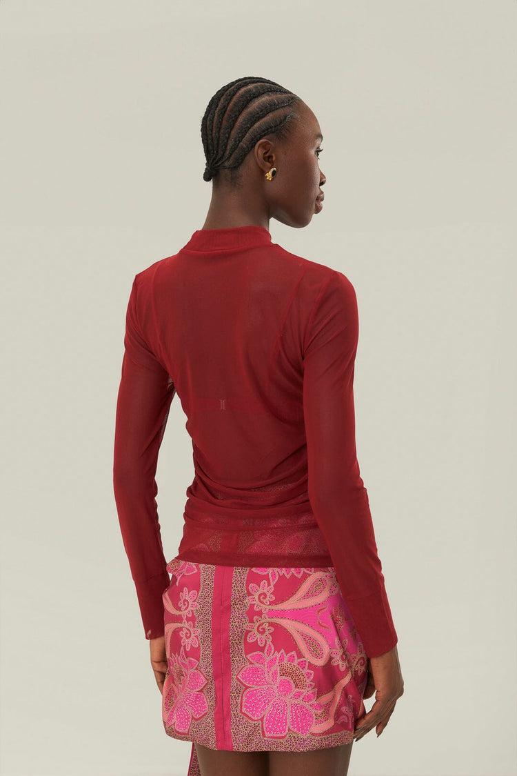 Farm Rio Burgundy Jersey Blouse BURGUNDY