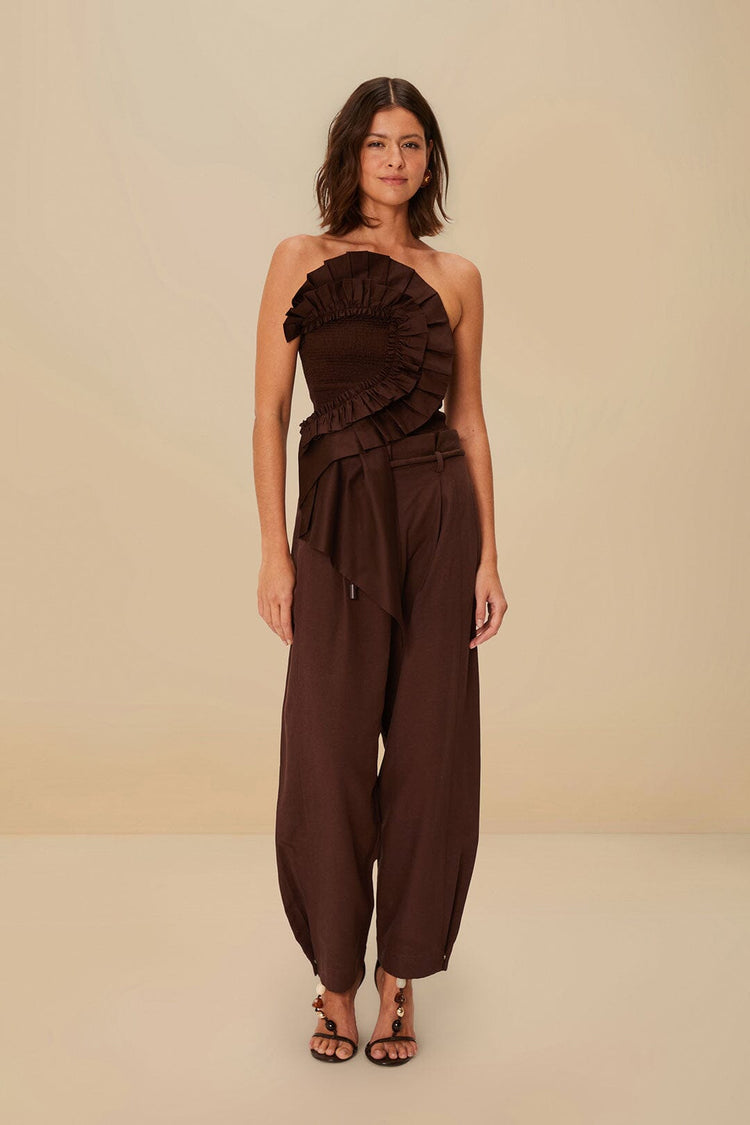 farm rio coffee topstitched clochard pants COFFEE farm rio coffee topstitched clochard pants COFFEE