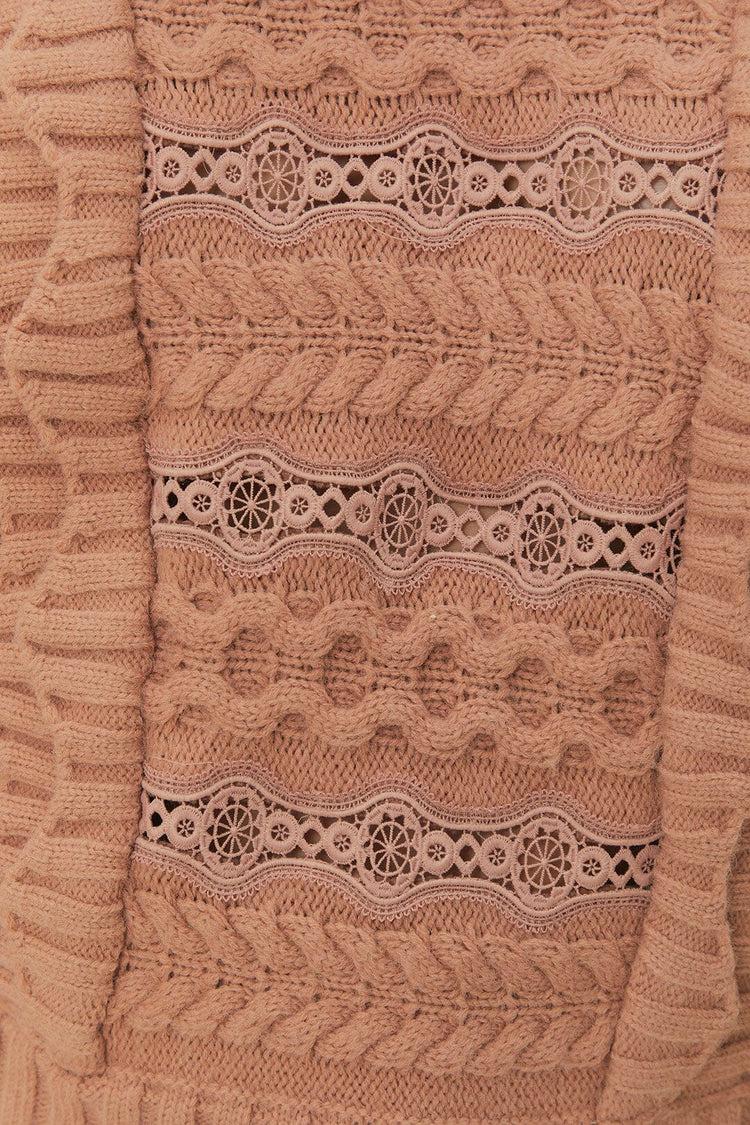 Farm Rio Cream Wavy Ruffle Sweater SAND