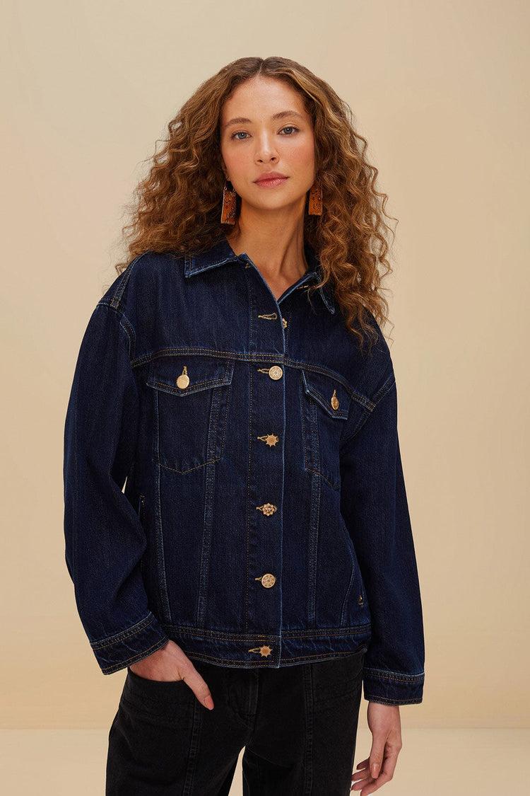 farm rio dark denim buttoned jacket DENIM farm rio dark denim buttoned jacket DENIM
