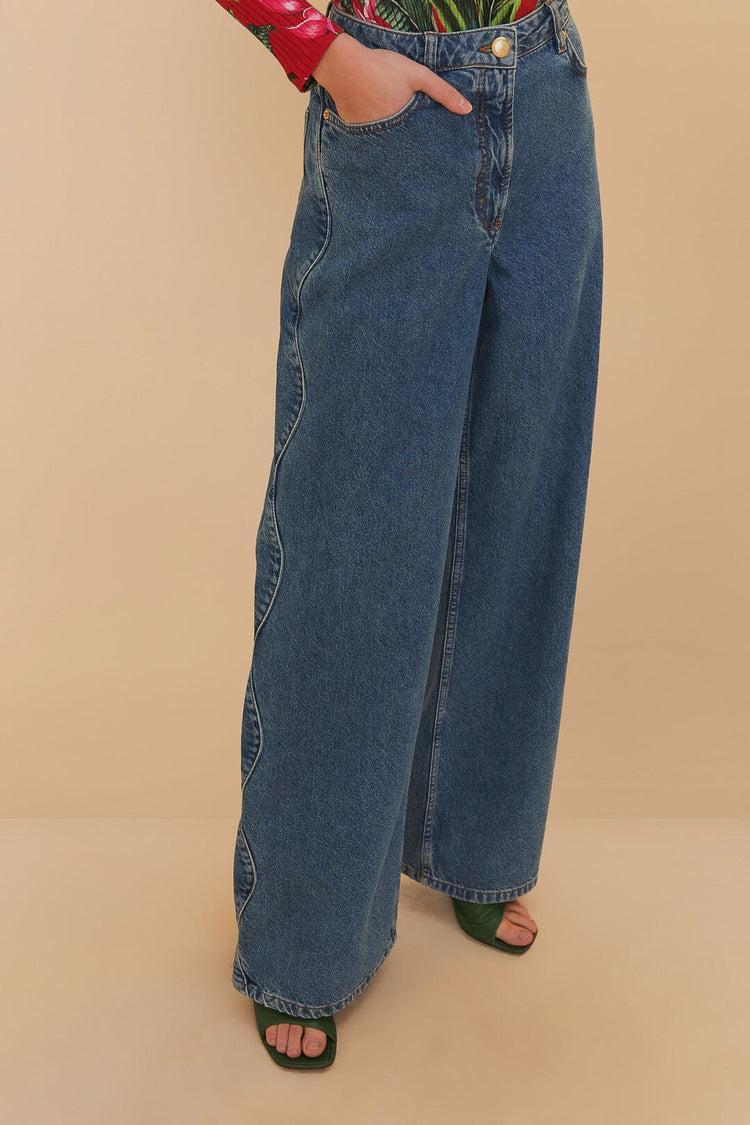 Farm Rio Denim High Waist Pants DENIM