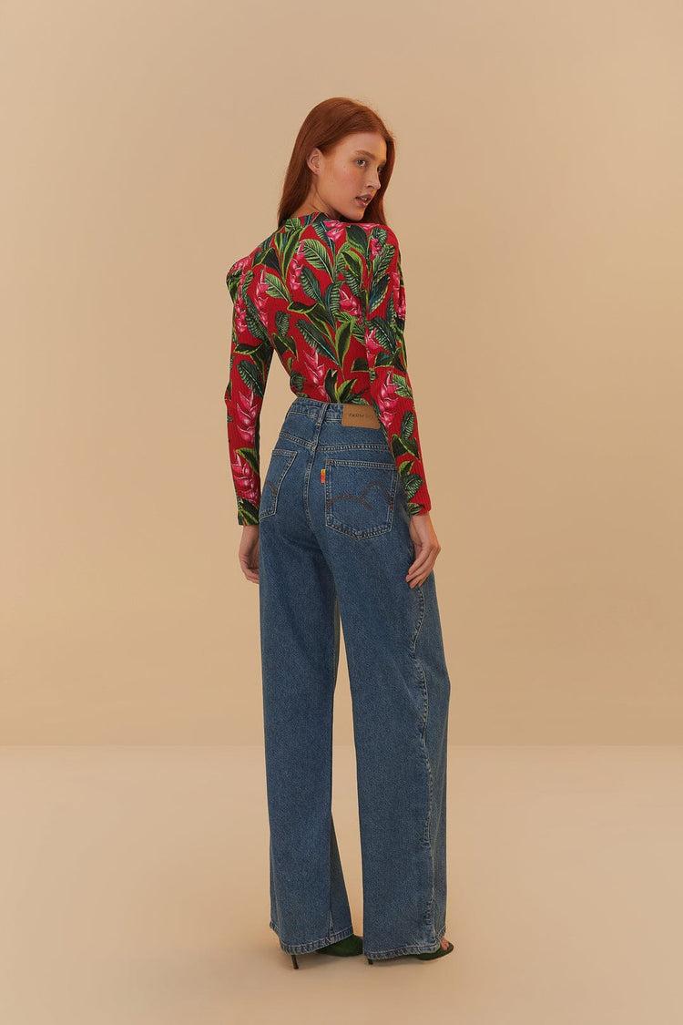 Farm Rio Denim High Waist Pants DENIM