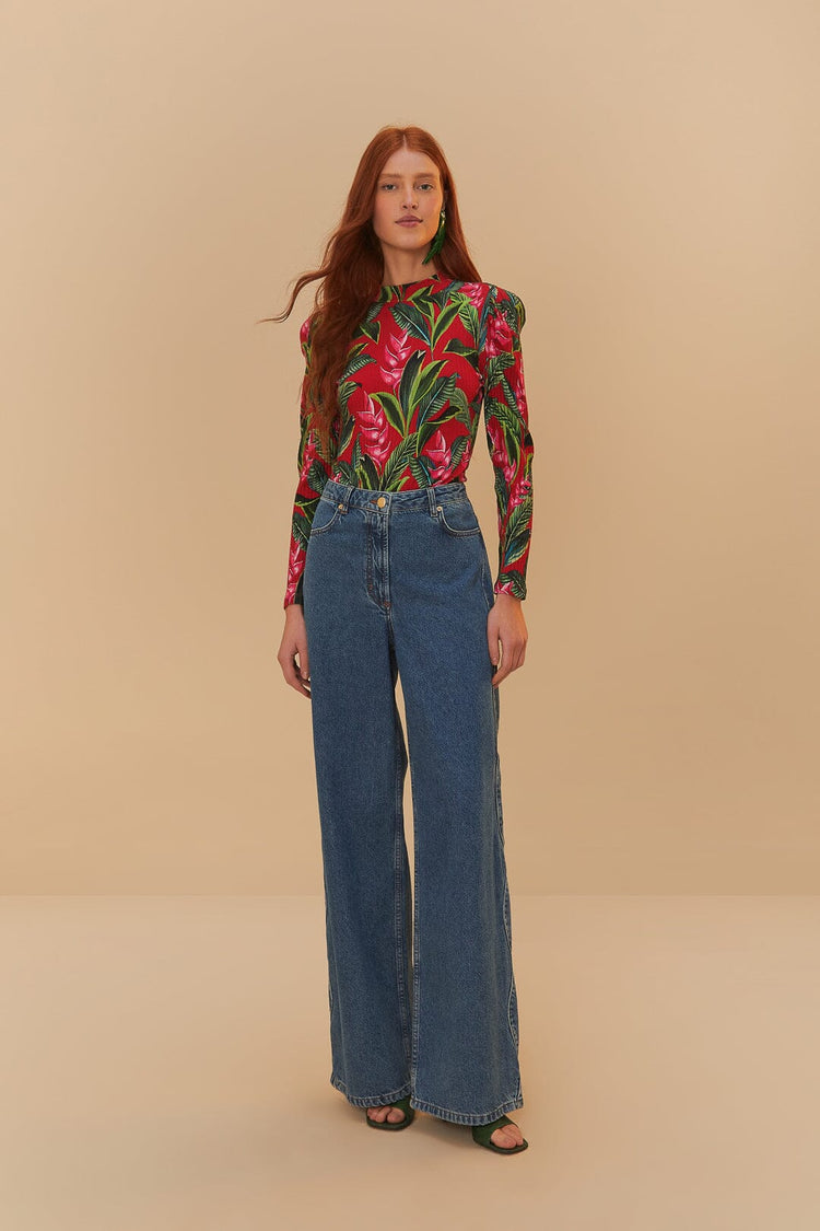 farm rio denim high waist pants DENIM
