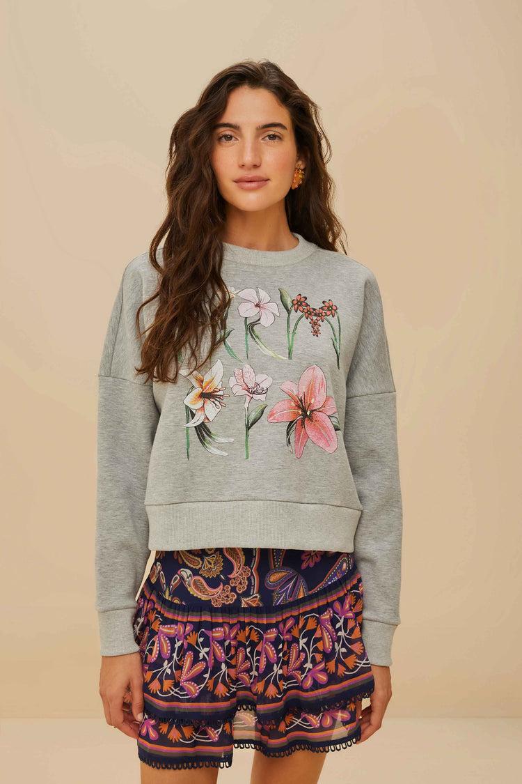 farm rio farm rio flowers pullover GREY