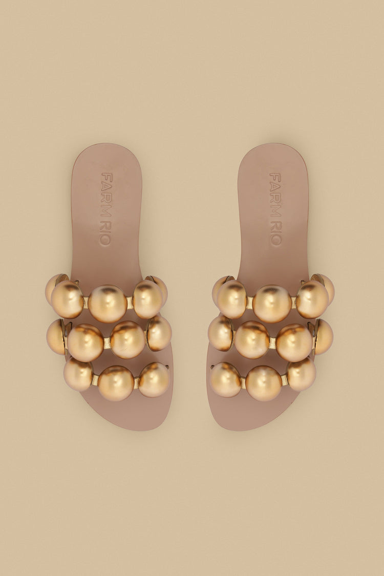 Farm Rio Gold Color Beads Flat Sandal GOLD