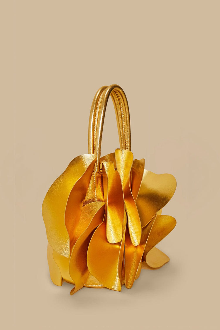 Farm Rio Gold Leather Flower Bag GOLD