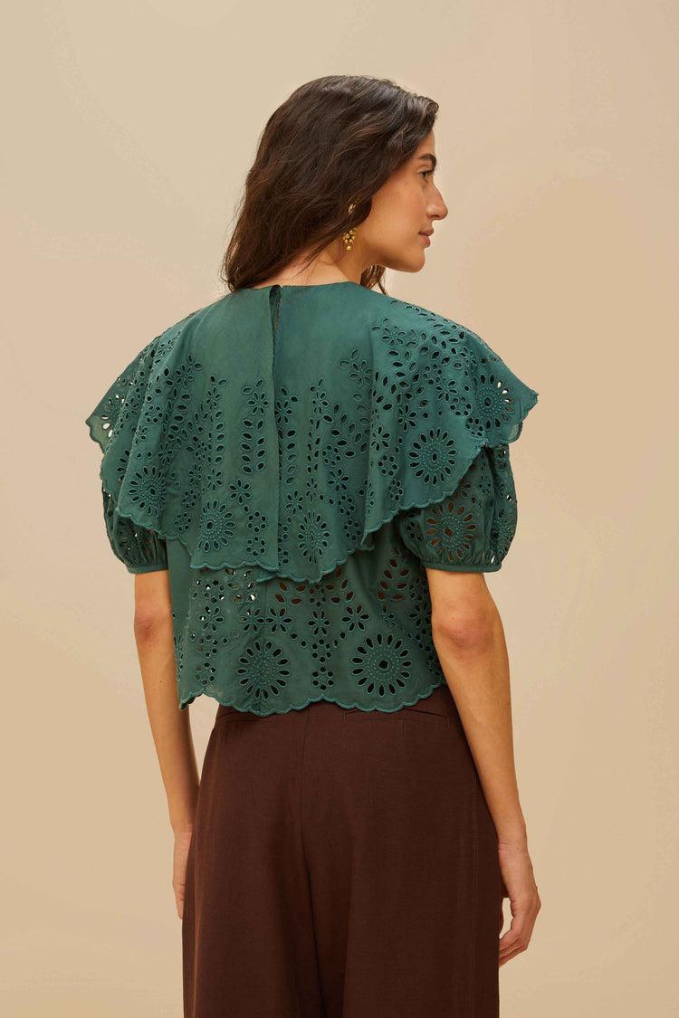 Farm Rio Green Maxi Lace Blouse GREEN