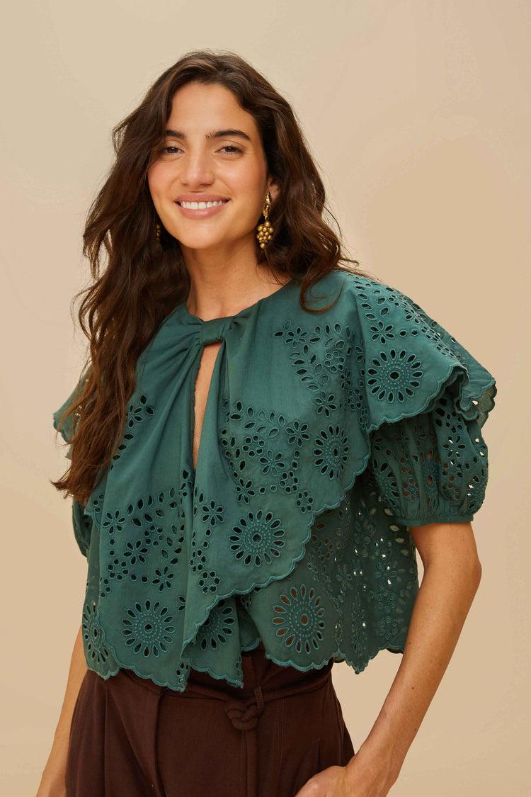 farm rio green maxi lace blouse GREEN farm rio green maxi lace blouse GREEN