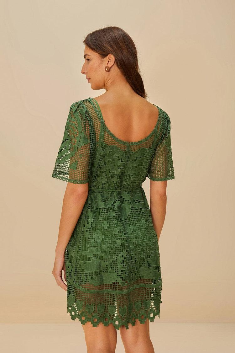 Farm Rio Green Pineapple Guipure Mini Dress GREEN