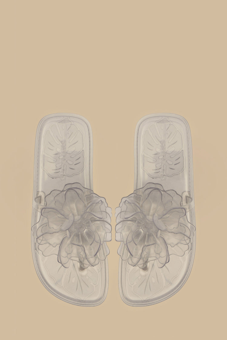 Farm Rio Ivory Flower Jelly Flat Sandal CRYSTAL