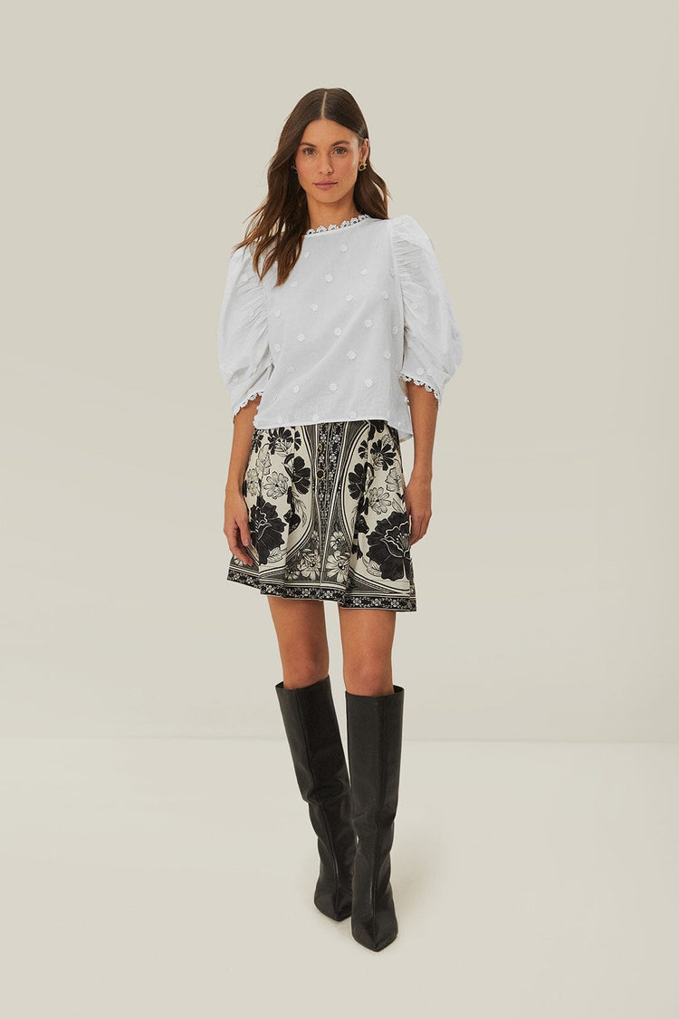 Farm Rio Off-white 3d Flowers Blouse OFF-WHITE