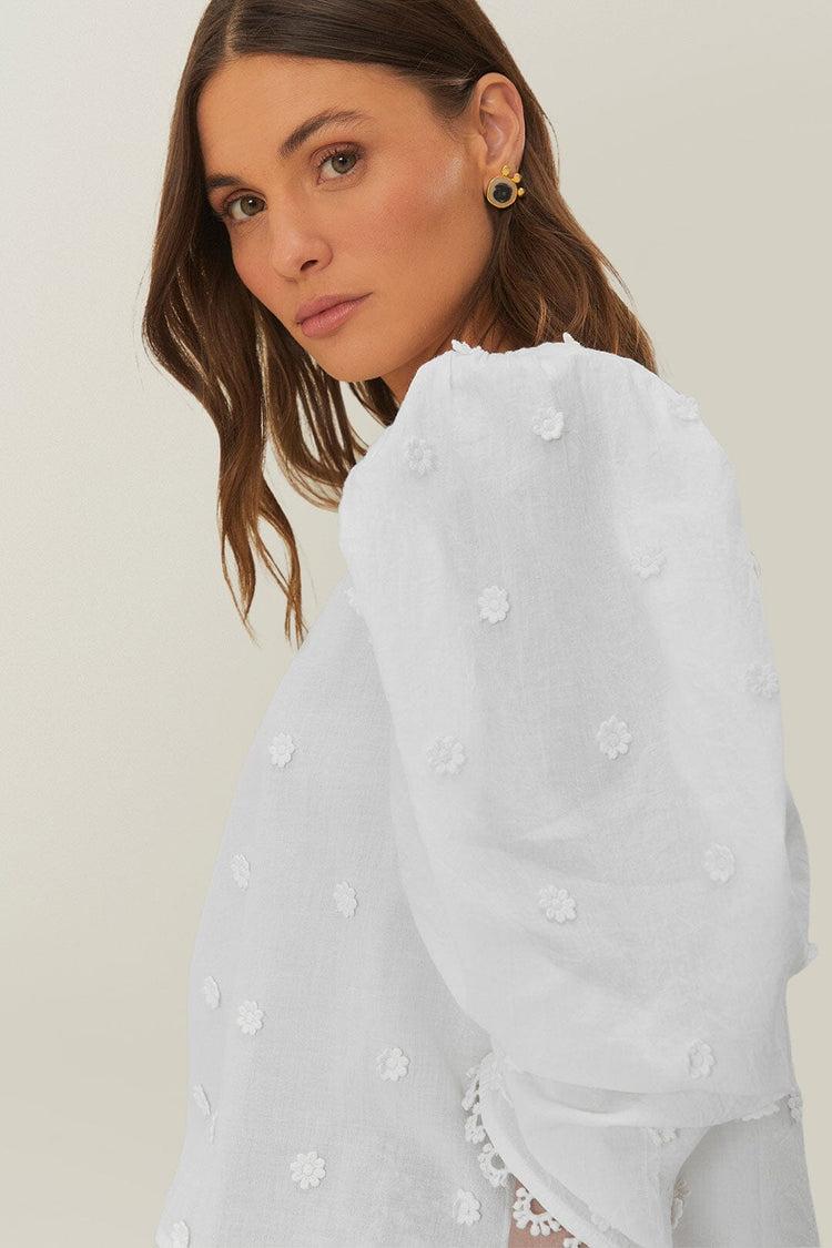 Farm Rio Off-white 3d Flowers Blouse OFF-WHITE