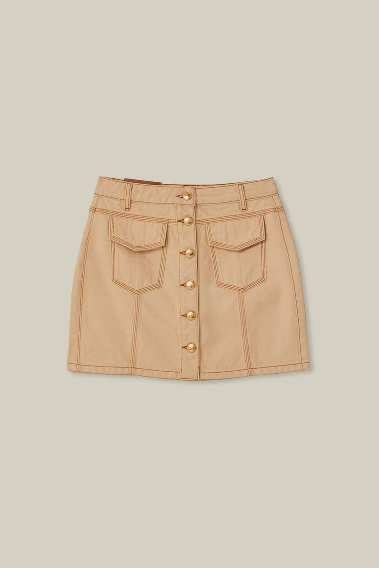 Farm Rio Off-white Gabardine Mini Skirt OFF-WHITE