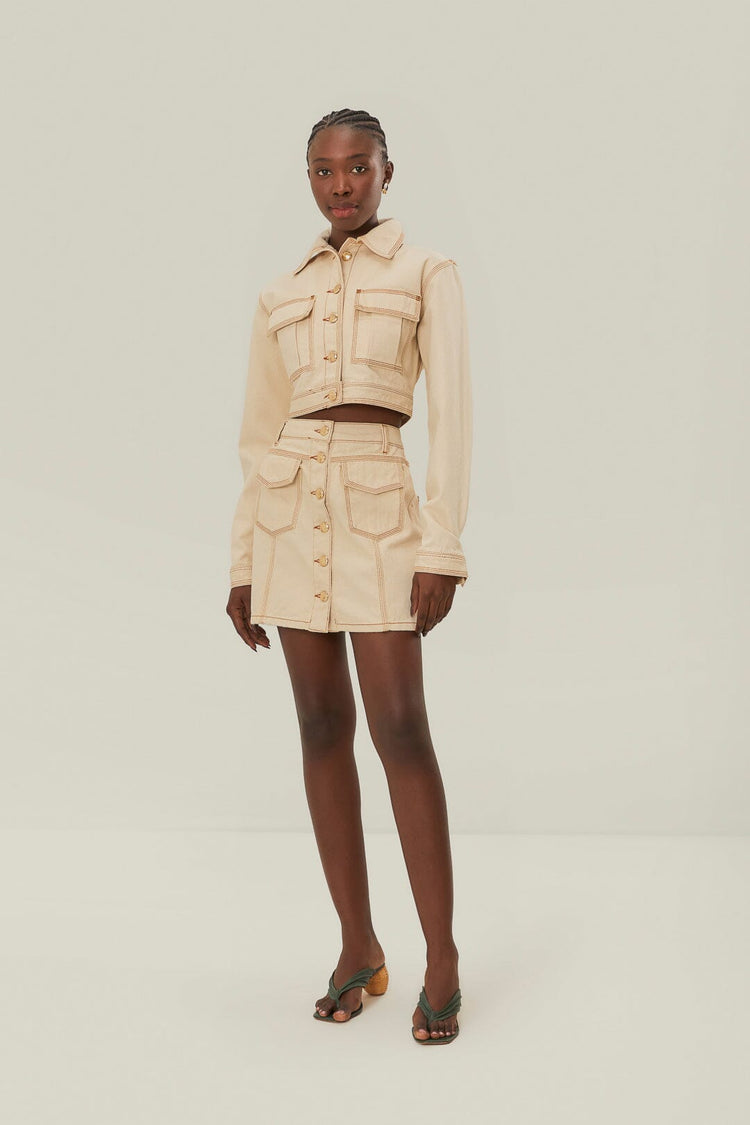 farm rio off-white gabardine mini skirt OFF-WHITE