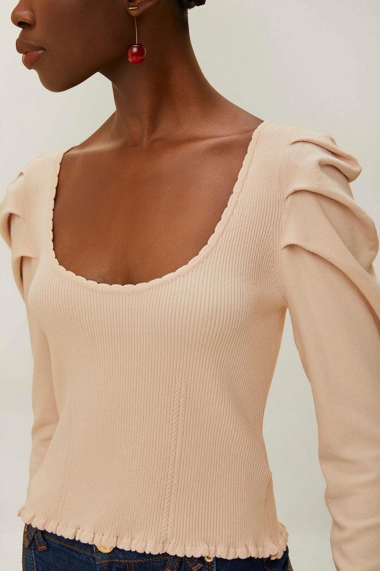 Farm Rio Off-white Knit Corset Top OFF-WHITE