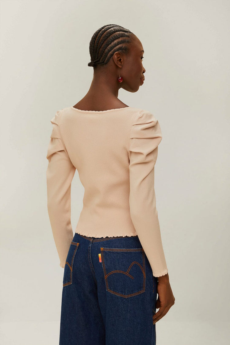 Farm Rio Off-white Knit Corset Top OFF-WHITE