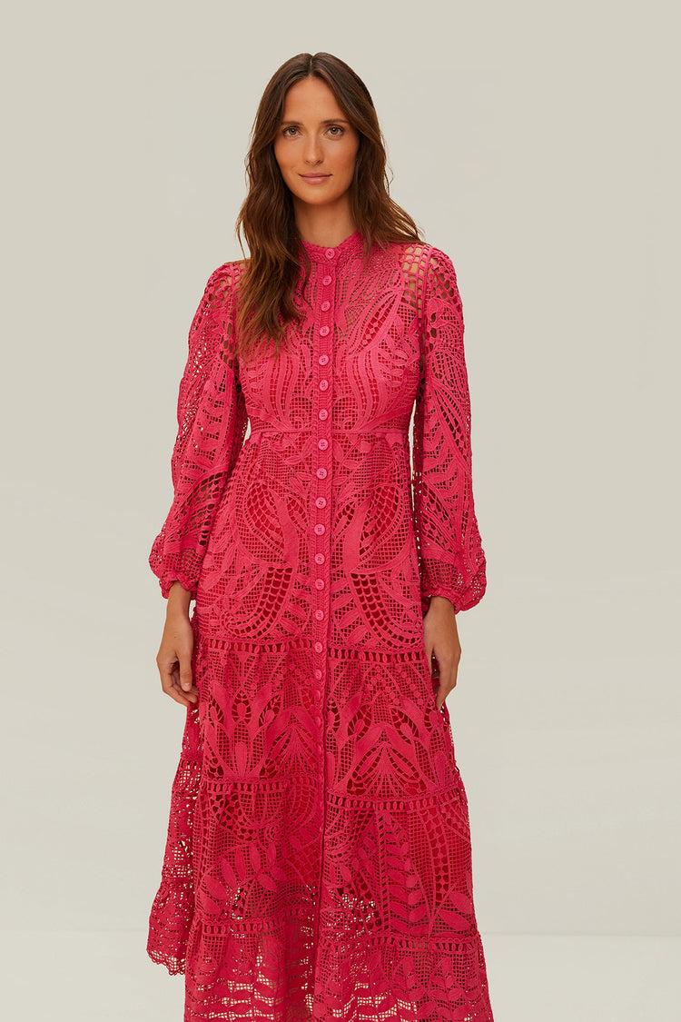 Farm Rio Pink Guipire Maxi Dress PINK