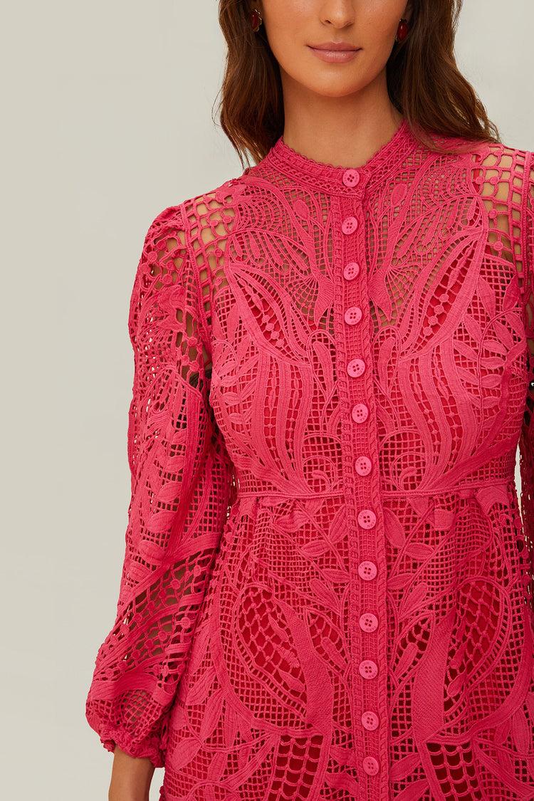 Farm Rio Pink Guipire Maxi Dress PINK