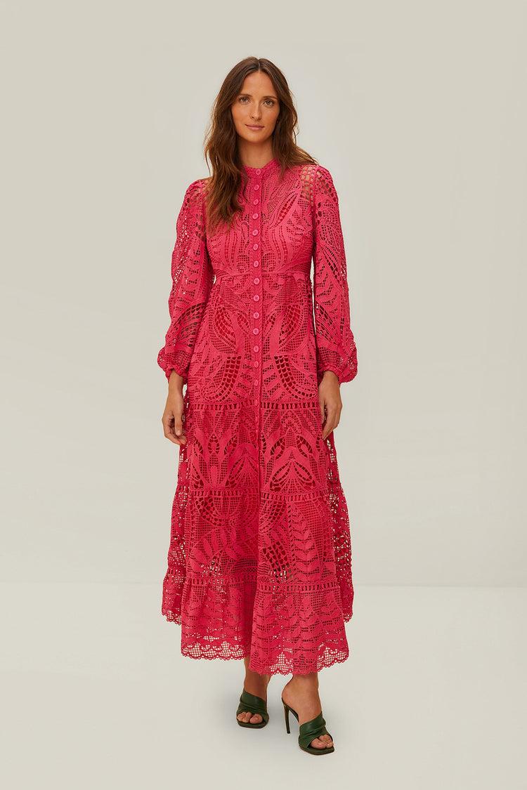 farm rio pink guipire maxi dress PINK