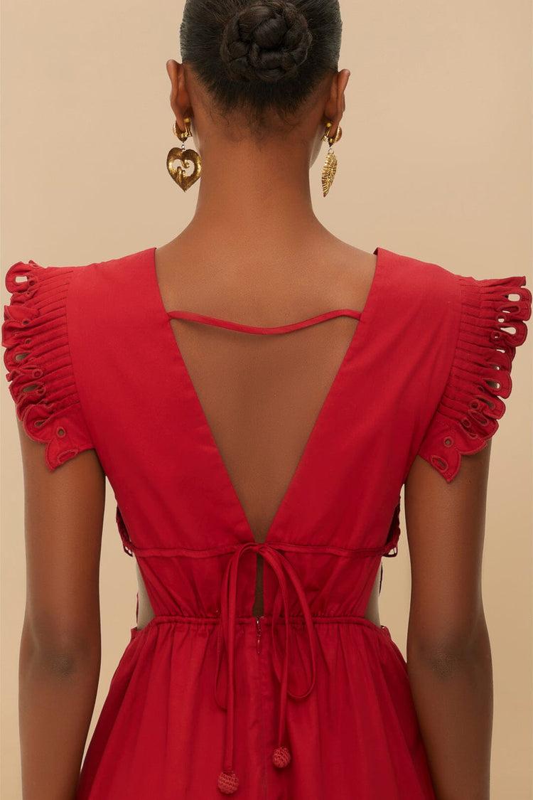 Farm Rio Red Butterfly Cut-out Midi Dress RED