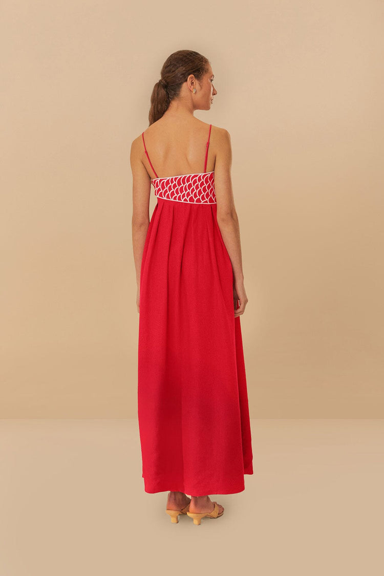 Farm Rio Red Fish Top Maxi Dress RED