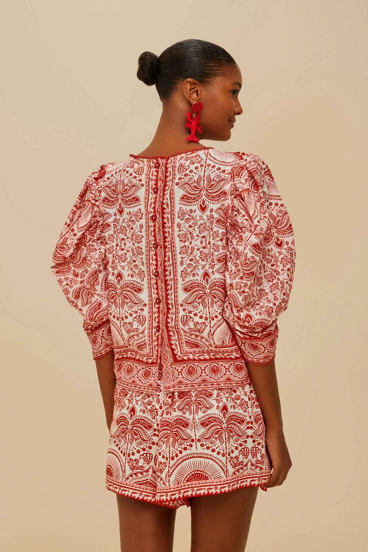 Farm Rio Red River Ride Blouse RIVER RIDE RED